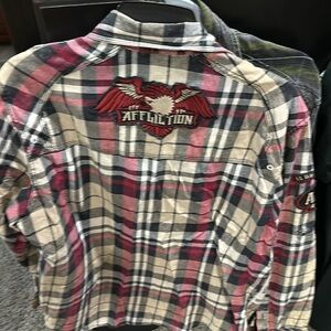 Affliction mens flannel shirt L